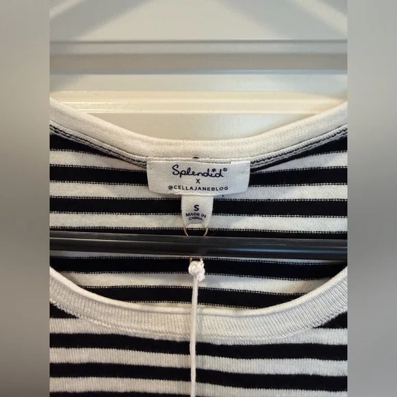 Splendid x Cella Jane Black & Snow Stripe Sweater Tank NWT Size Small - Picture 5 of 8